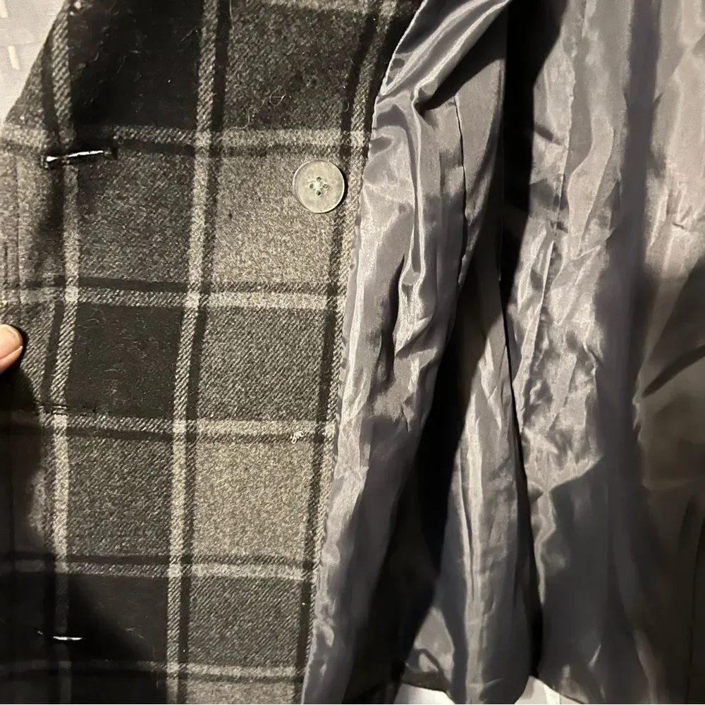 Old Navy Soft-Brushed Plaid Mid Length Peacoat Size L
